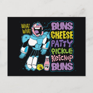 Tonåring Titans Go! Cyborg Burger Rap Vykort