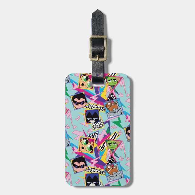 Tonåring Titans Go! | Gruppkollage för Retro 90 Bagagebricka (Vertikal Framsida)