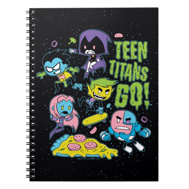 Tonåring Titans Go! | Pizza Graphic i början av 90 Anteckningsbok Med Spiral (Framsidan)