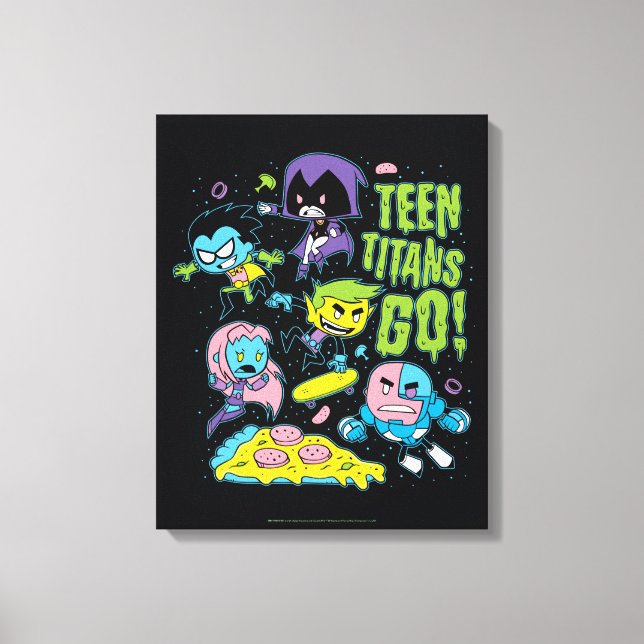 Tonåring Titans Go! | Pizza Graphic i början av 90 Canvastryck (Framsida)