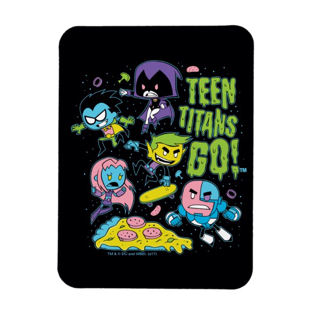 Tonåring Titans Go! | Pizza Graphic i början av 90 Magnet (Vertikal)