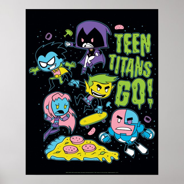 Tonåring Titans Go! | Pizza Graphic i början av 90 Poster (Framsidan)