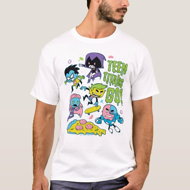 Tonåring Titans Go! | Pizza Graphic i början av 90 T Shirt (Framsida)