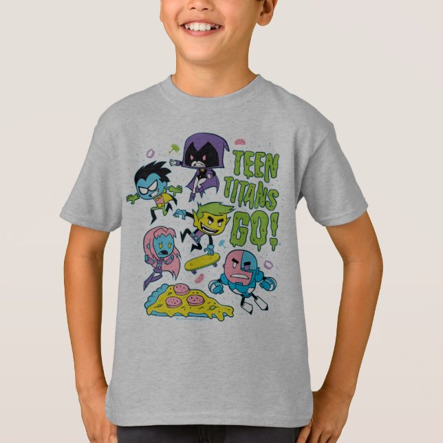 Tonåring Titans Go! | Pizza Graphic i början av 90 Tee (Framsida)