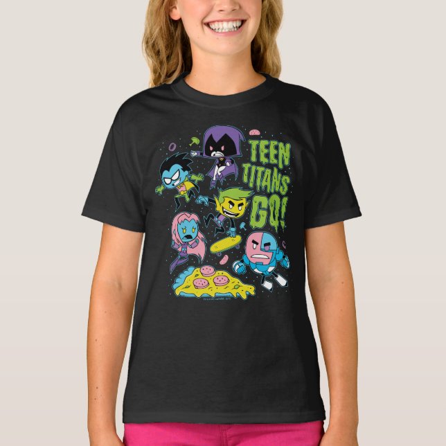 Tonåring Titans Go! | Pizza Graphic i början av 90 Tee Shirt (Framsida)