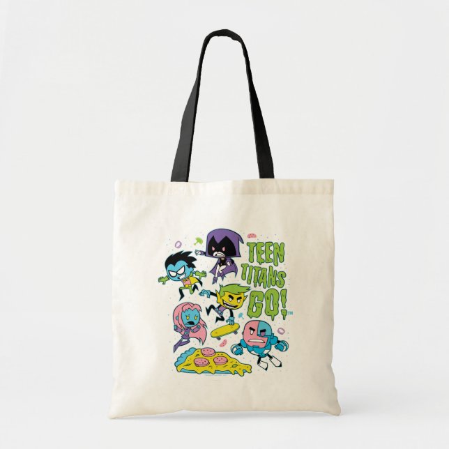 Tonåring Titans Go! | Pizza Graphic i början av 90 Tygkasse (Framsidan)