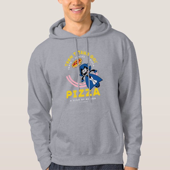Tonåring Titans Go! Raven "Truth Justice Pizza" Hoodie (Framsida)