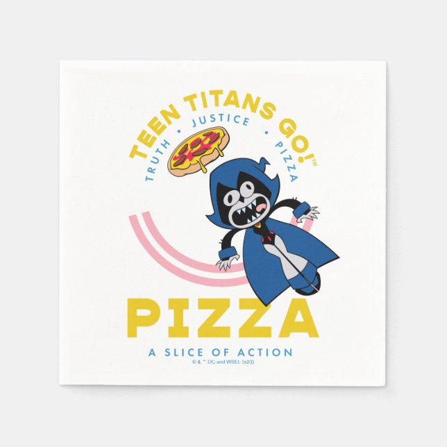 Tonåring Titans Go! Raven "Truth Justice Pizza" Pappersservett (Framsidan)