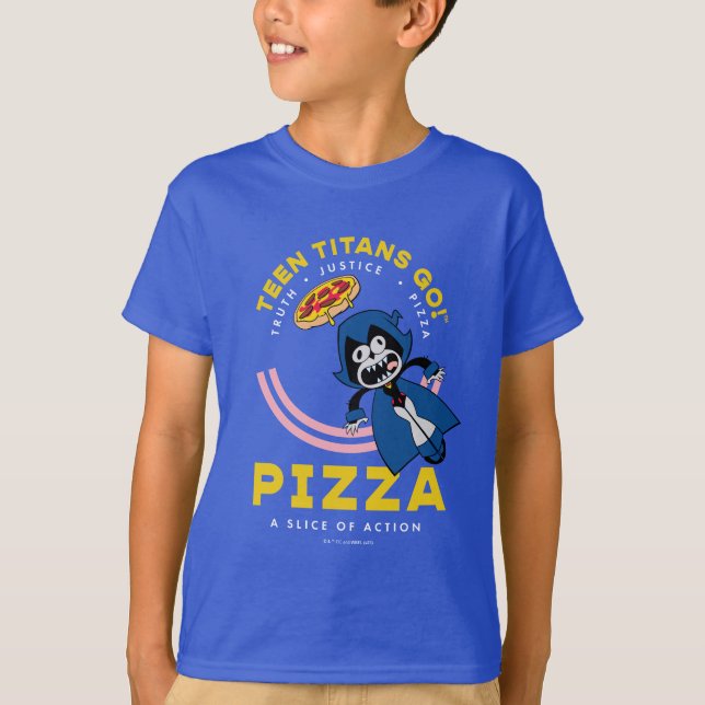 Tonåring Titans Go! Raven "Truth Justice Pizza" T Shirt (Framsida)