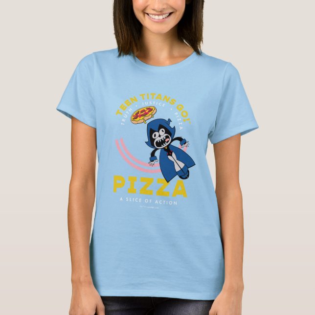 Tonåring Titans Go! Raven "Truth Justice Pizza" T Shirt (Framsida)