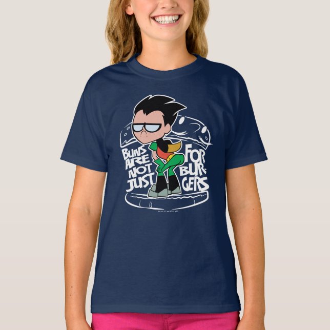 Tonåring Titans Go! | Robin Booty Scooty Buns T Shirt (Framsida)