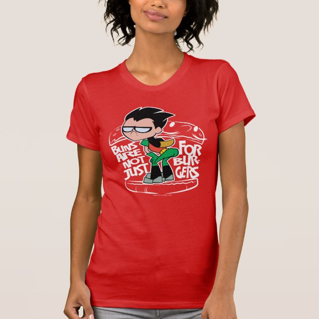 Tonåring Titans Go! | Robin Booty Scooty Buns Tee Shirt (Framsida)
