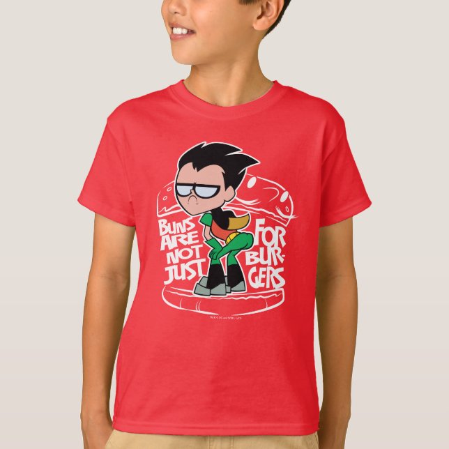 Tonåring Titans Go! | Robin Booty Scooty Buns Tee Shirt (Framsida)