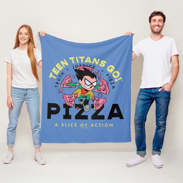 Tonåring Titans Go! Robin "Truth Justice Pizza" Fleecefilt (På plats)