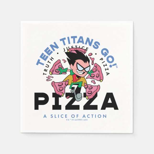 Tonåring Titans Go! Robin "Truth Justice Pizza" Pappersservett (Framsidan)