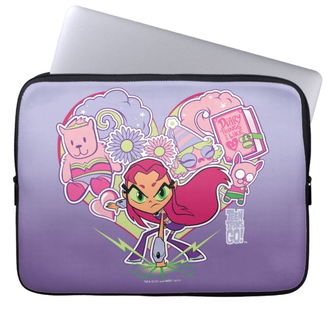 Tonåring Titans Go! | Starfire Heart Slå Graphic Laptop Sleeve (Framsidan)