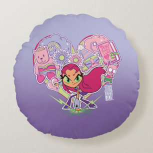 Tonåring Titans Go!   Starfire Heart Slå Graphic Rund Kudde