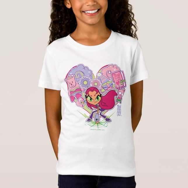 Tonåring Titans Go! | Starfire Heart Slå Graphic T Shirt (Framsida)