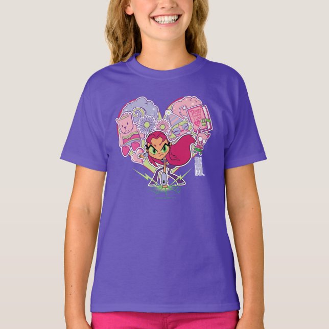Tonåring Titans Go! | Starfire Heart Slå Graphic Tee Shirt (Framsida)