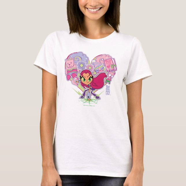 Tonåring Titans Go! | Starfire Heart Slå Graphic Tee Shirt (Framsida)