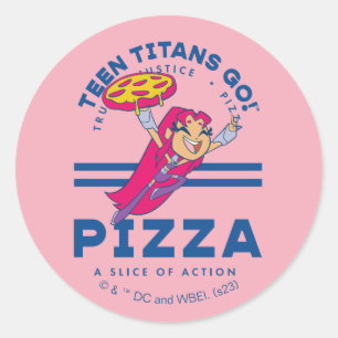 Tonåring Titans Go! Starfire ’Truth Justice Pizza’ Runt Klistermärke