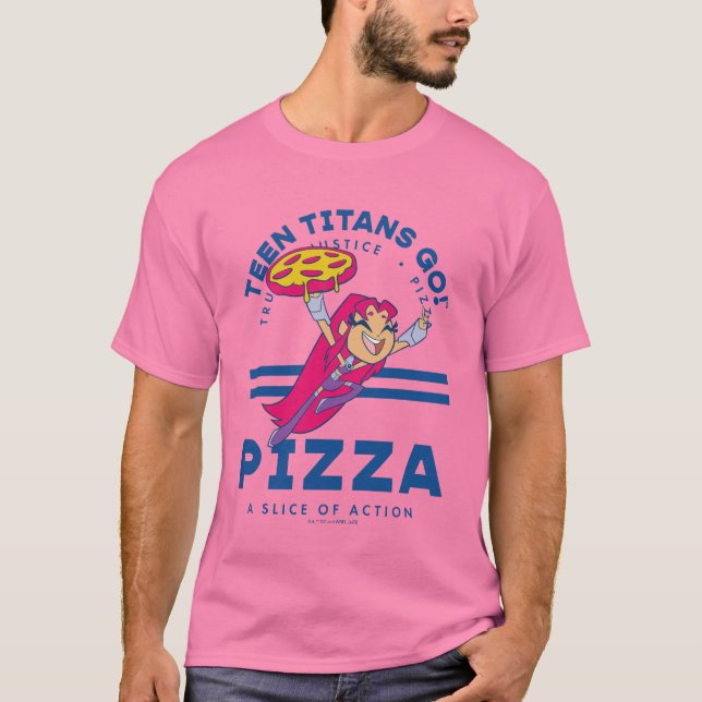 Tonåring Titans Go! Starfire ’Truth Justice Pizza’ T Shirt (Framsida)