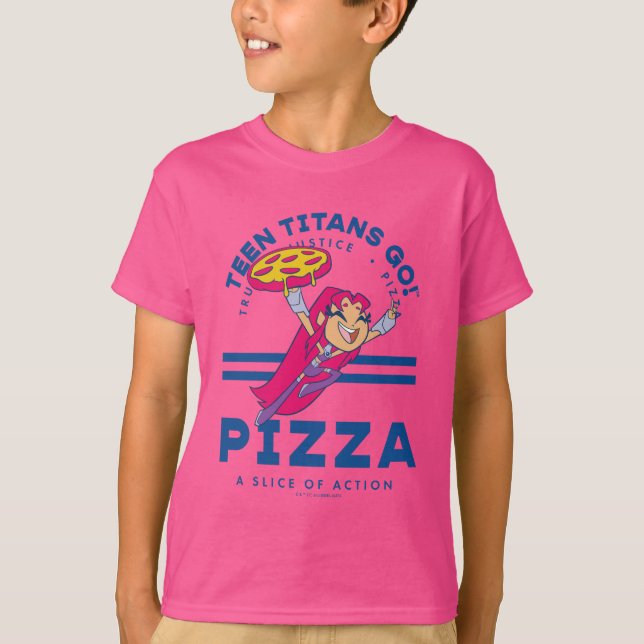 Tonåring Titans Go! Starfire ’Truth Justice Pizza’ T Shirt (Framsida)
