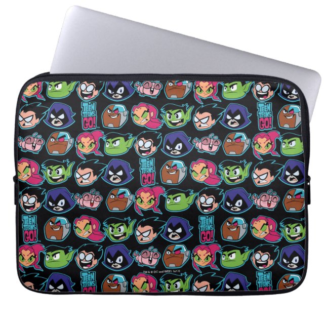 Tonåring Titans Go! | Titans Head Mönster Laptop Fodral (Framsidan)