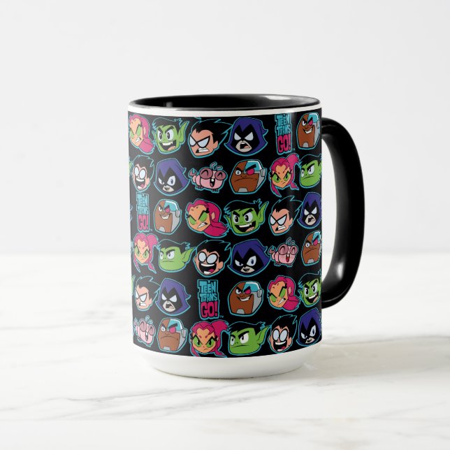 Tonåring Titans Go! | Titans Head Mönster Mugg (Framsida höger)