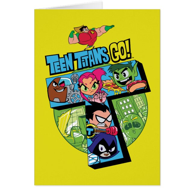 Tonåring Titans Go! | Titans Torn Collage Hälsningskort (Framsidan)