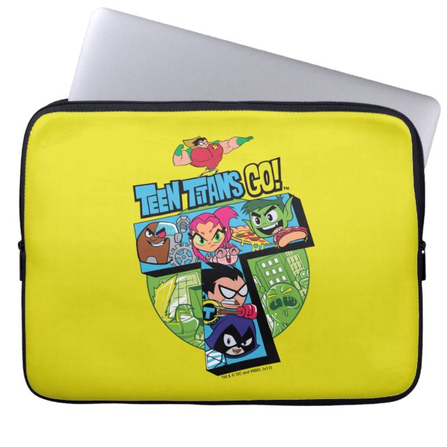Tonåring Titans Go! | Titans Torn Collage Laptop Sleeve (Framsidan)