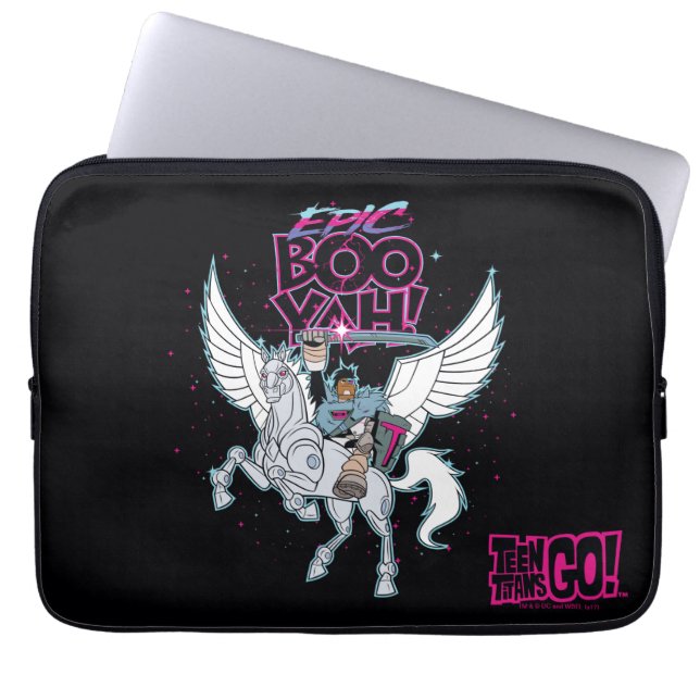 Tonåring Titans Go! | Warrior Cyborg Riding Pegasu Laptop Sleeve (Framsidan)