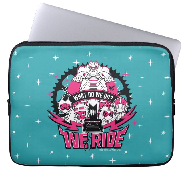 Tonåring Titans Go! | "We Ride" Retro Moto Graphic Laptop Sleeve (Framsidan)