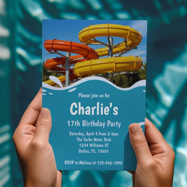 Tonåring Vatten Park SommarFödelsedagsfest Inbjudningar (Skapare uppladdad)