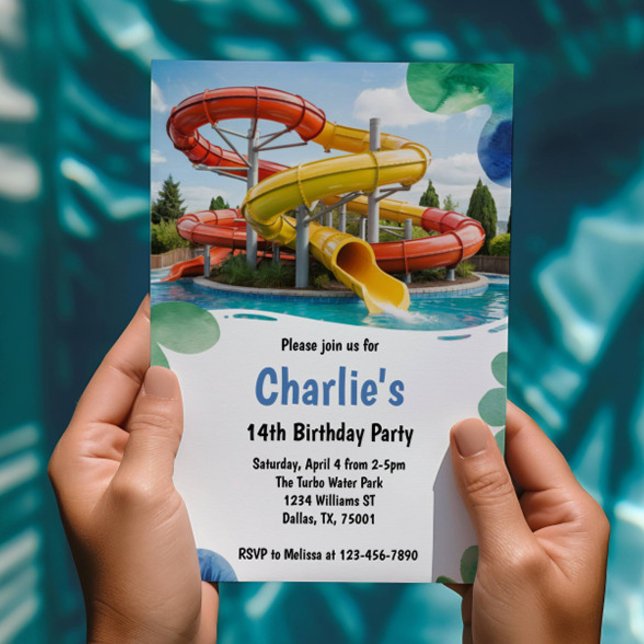 Tonåring Vatten Park SommarFödelsedagsfest Inbjudningar (Skapare uppladdad)