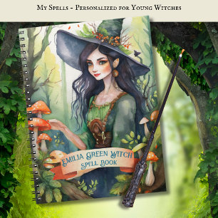 Tonårings GRÖNT Witch Spådomar Bok Grimoire Anteckningsbok