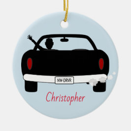 Tonårs- pojkepersonlig för ny chaufför julgransprydnad keramik