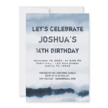 Tonårspojke Blå Vattenfärg Minimalistisk Födelseda