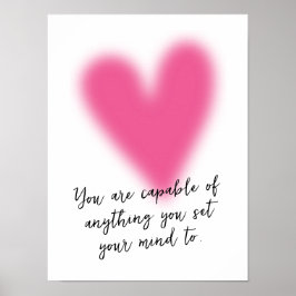 Tonårstjej Positiv Inspirerande Citat Rosa Hjärtat Poster