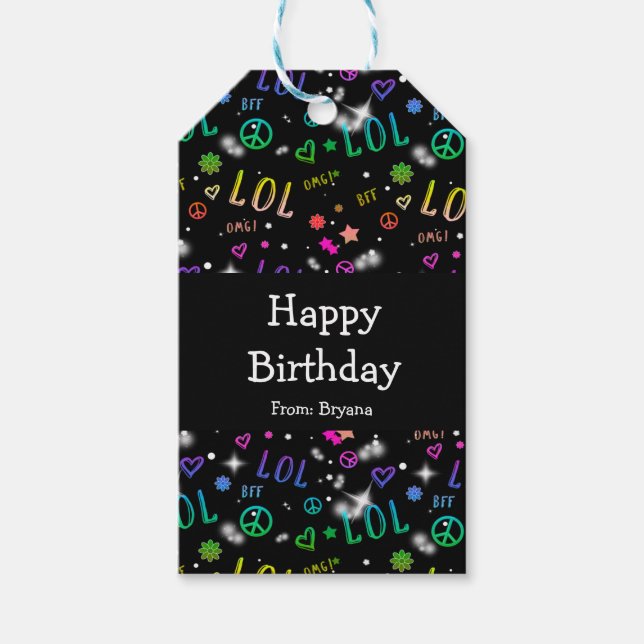 Tonårstjejer Regnbåge LOL Födelsedagsfest Present  Presentetikett (Framsidan)