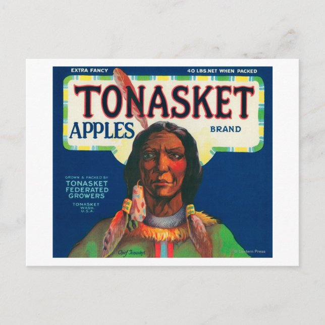 Tonasket Apple-etikett - Tonasket, WA Vykort (Framsida)