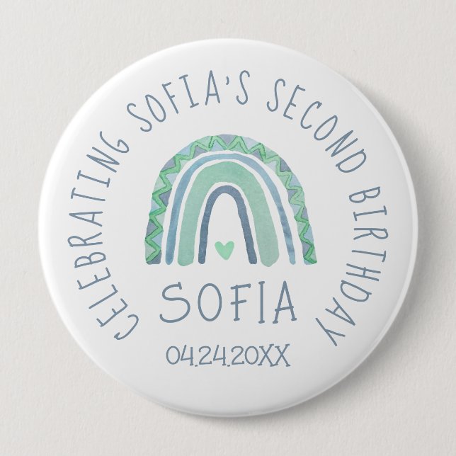 Tonbås för färgbåge för färgton i grönt och blått knapp (Framsida)