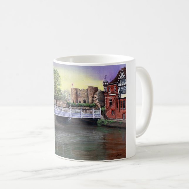 Tonbridge Castle vid floden Medway Kaffemugg (Framsida höger)