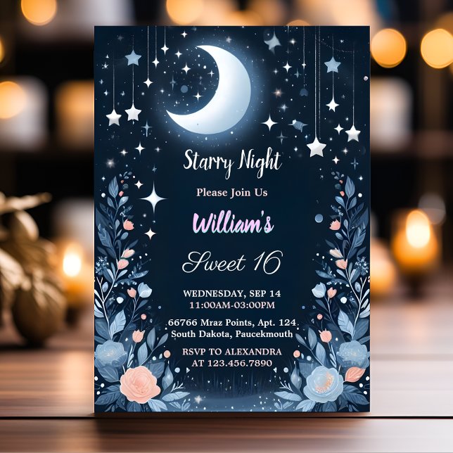 Tone Nature Galaxy Mystical Starry Night Sweet 16 Inbjudningar (Skapare uppladdad)