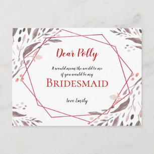  Tones Löv/Geometric/Bridesmaid Request Vykort