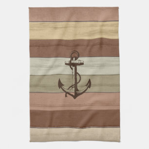 Tones Wood Nautical Rand & Anchor Kökshandduk