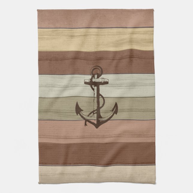 Tones Wood Nautical Rand & Anchor Kökshandduk (Vertikal)