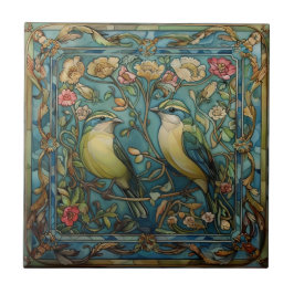 Tonfåglar i Kärlek Romantic Art nouveau Design Kakelplatta