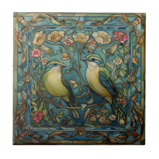 Tonfåglar i Kärlek Romantic Art nouveau Design Kakelplatta