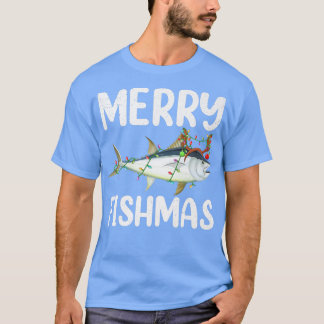 Tonfisk Fiskar Älskare Julafton Ljus Reindeer Hat T Shirt
